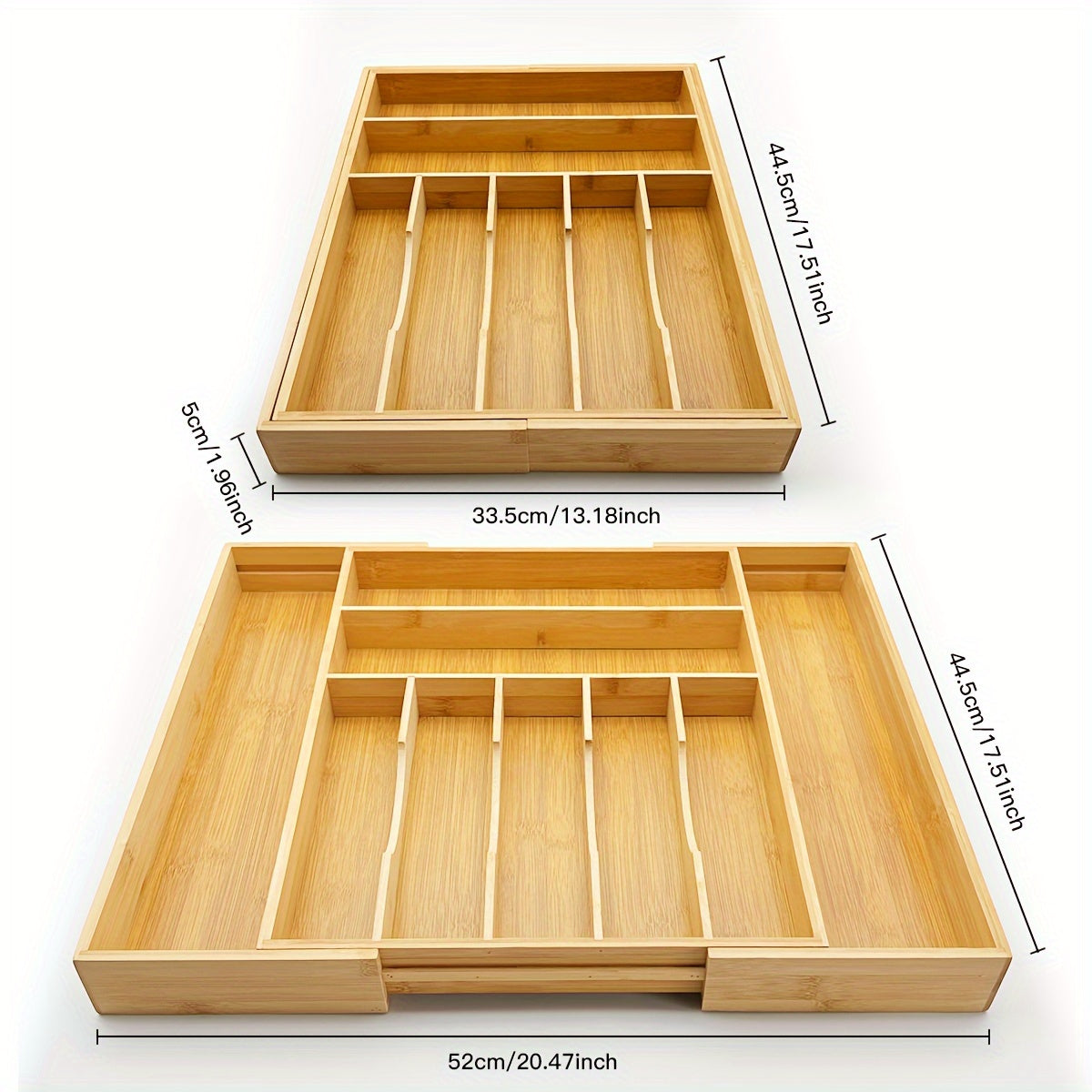 Expandable Bamboo Silverware & Cutlery Organizer – 9-Slot Kitchen Drawer Insert