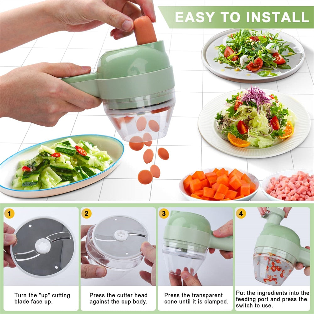 4-in-1 Electric Vegetable Slicer – Portable & Multi-Functional