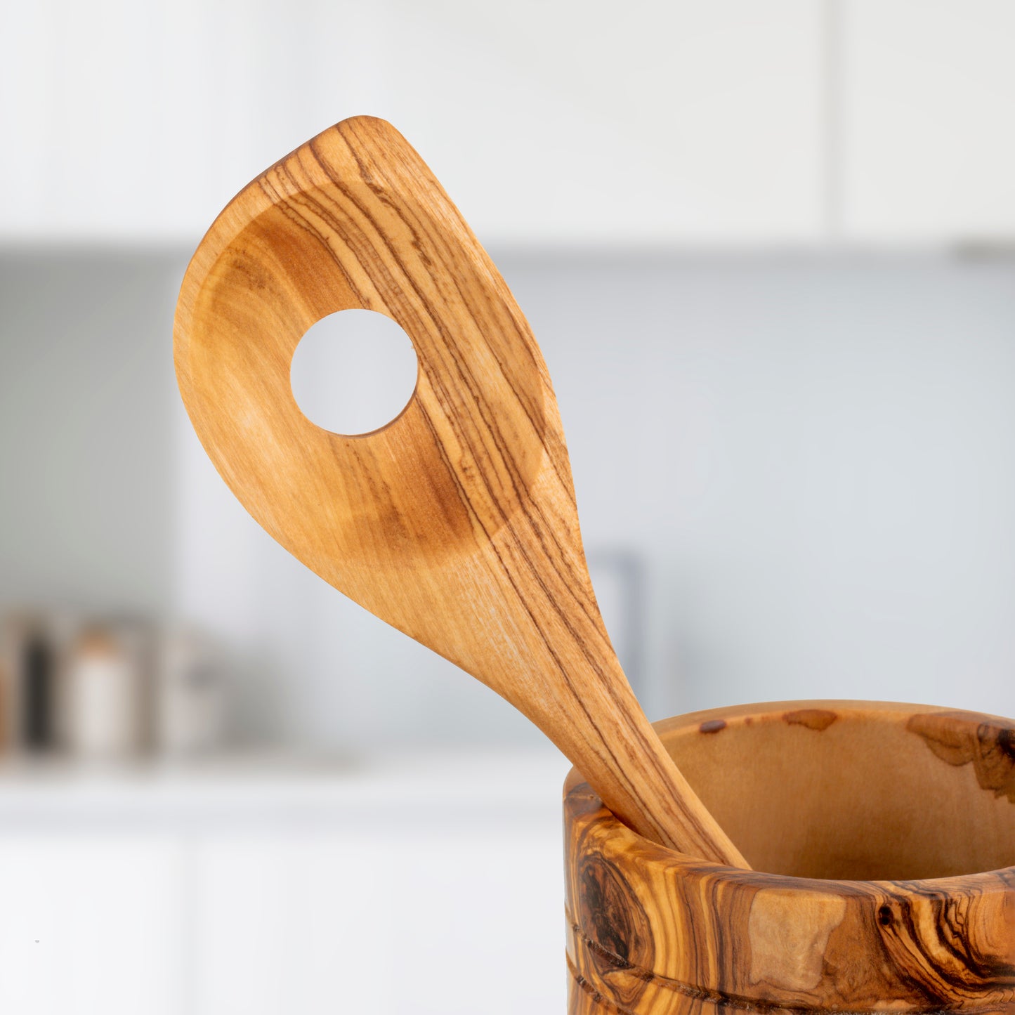 5-Piece Handmade Olive Wood Kitchen Utensil Set with Holder – Durable & Elegant