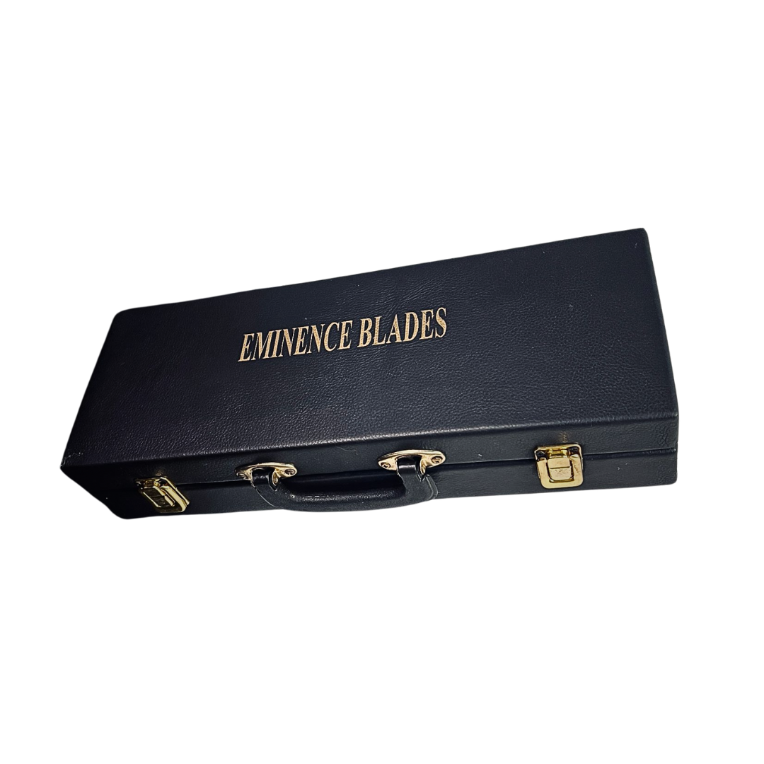 Leather box with custom engraving.