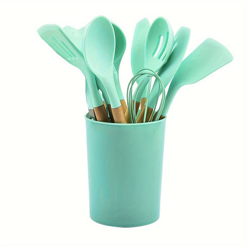 12-Piece Grey Silicone Kitchen Utensil Set – Non-Stick & Heat-Resistant