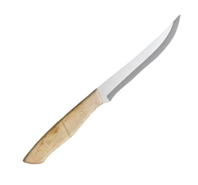 10-inch steak knife with a stainless steel blade and a polished beige camel bone handle, designed for effortless meat cutting and presented in a stylish carry box for gifting.