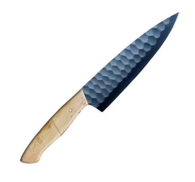 eminemce blades 13 inch carbon coated chef knife with beige camel bone handle