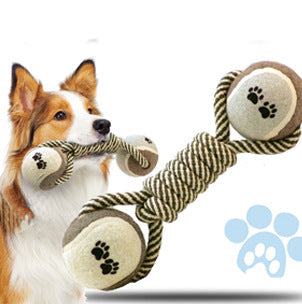 Dumbbell Rope & Tennis Ball Chew Toy for Dogs