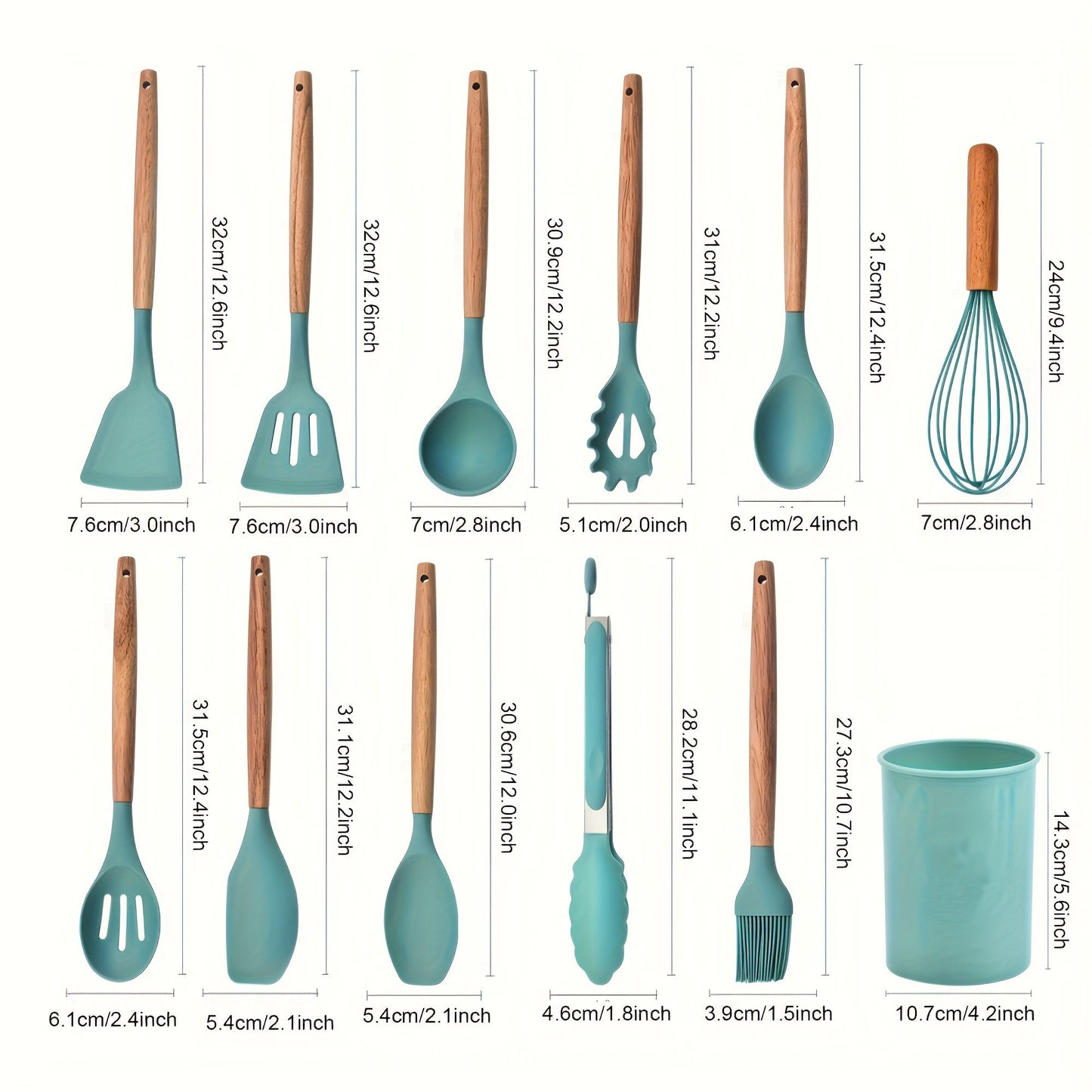 12-Piece Grey Silicone Kitchen Utensil Set – Non-Stick & Heat-Resistant
