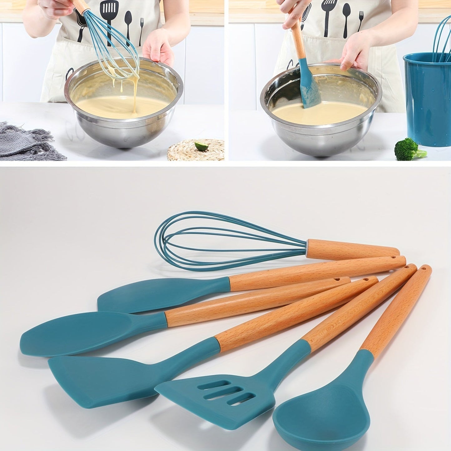 12-Piece Grey Silicone Kitchen Utensil Set – Non-Stick & Heat-Resistant