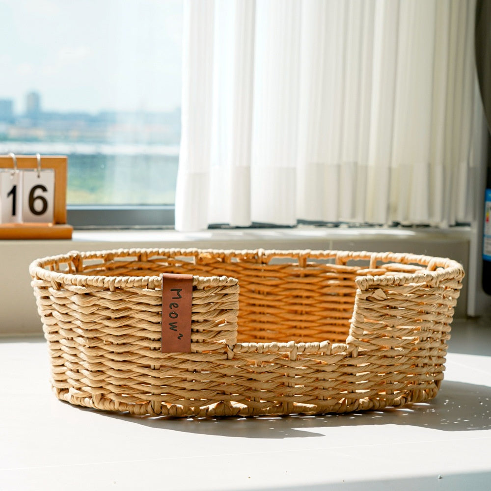Hand-Woven Rattan Basket Pet Nest