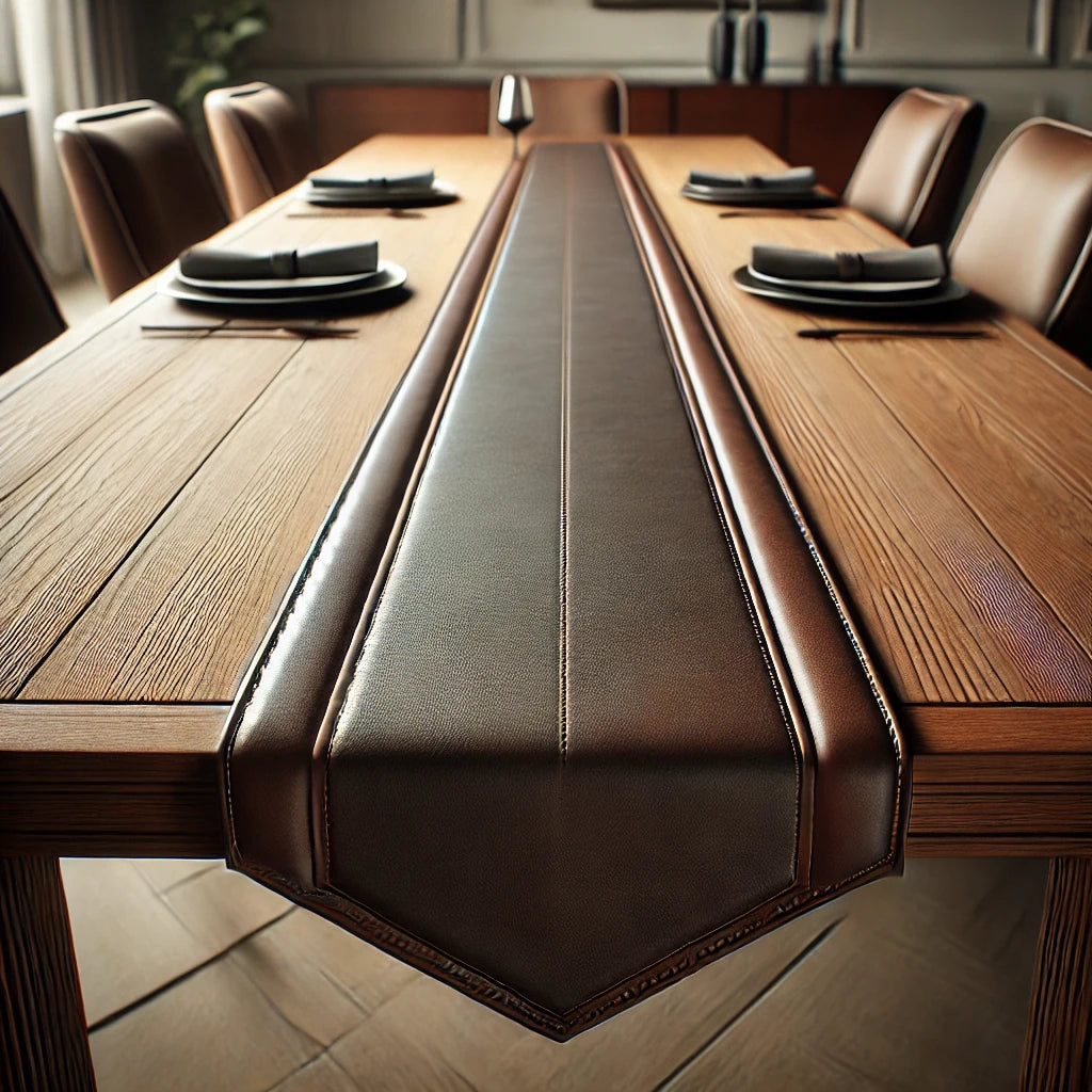 Leather Table runner.