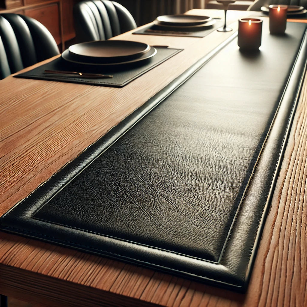 Leather Table runner.