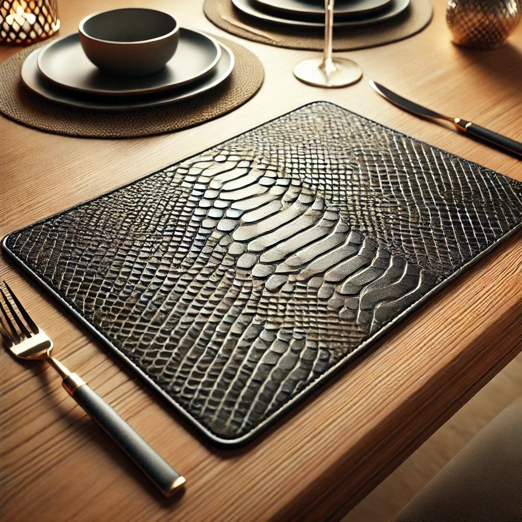 Leather Placemat. Snake skin pattern.