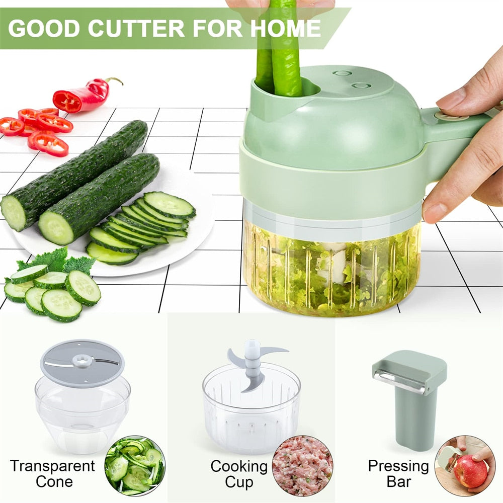 4-in-1 Electric Vegetable Slicer – Portable & Multi-Functional