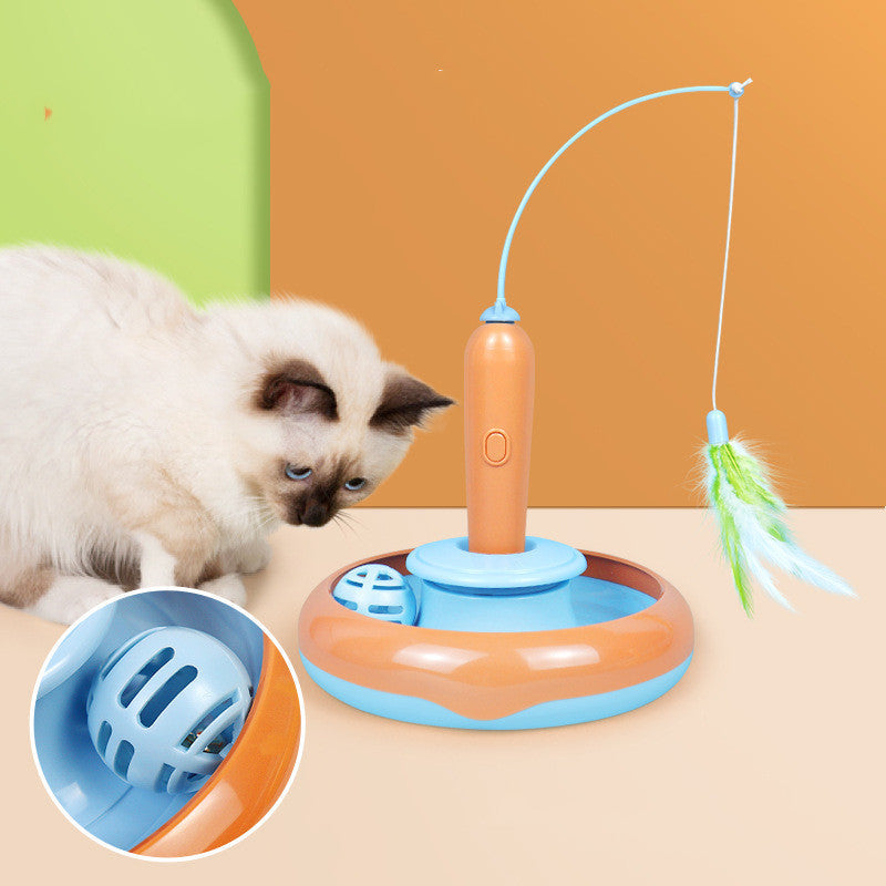 2-in-1 Feather Turntable Self-Play Toy for Cats