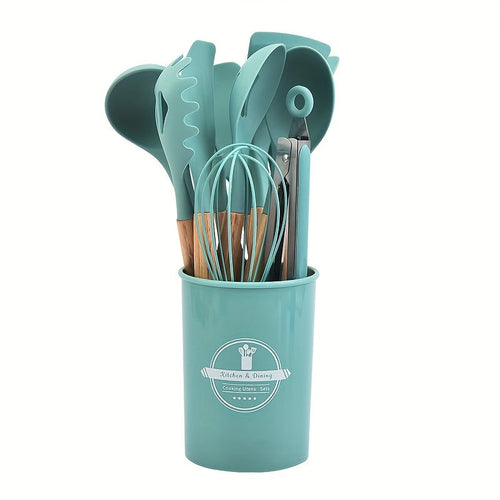 12-Piece Grey Silicone Kitchen Utensil Set – Non-Stick & Heat-Resistant
