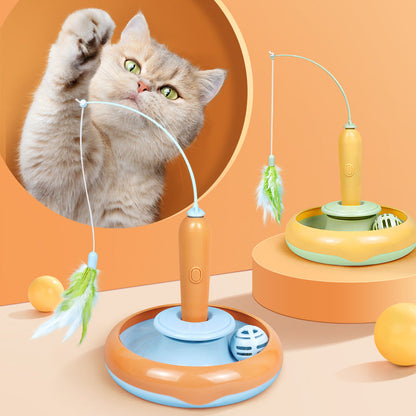 2-in-1 Feather Turntable Self-Play Toy for Cats