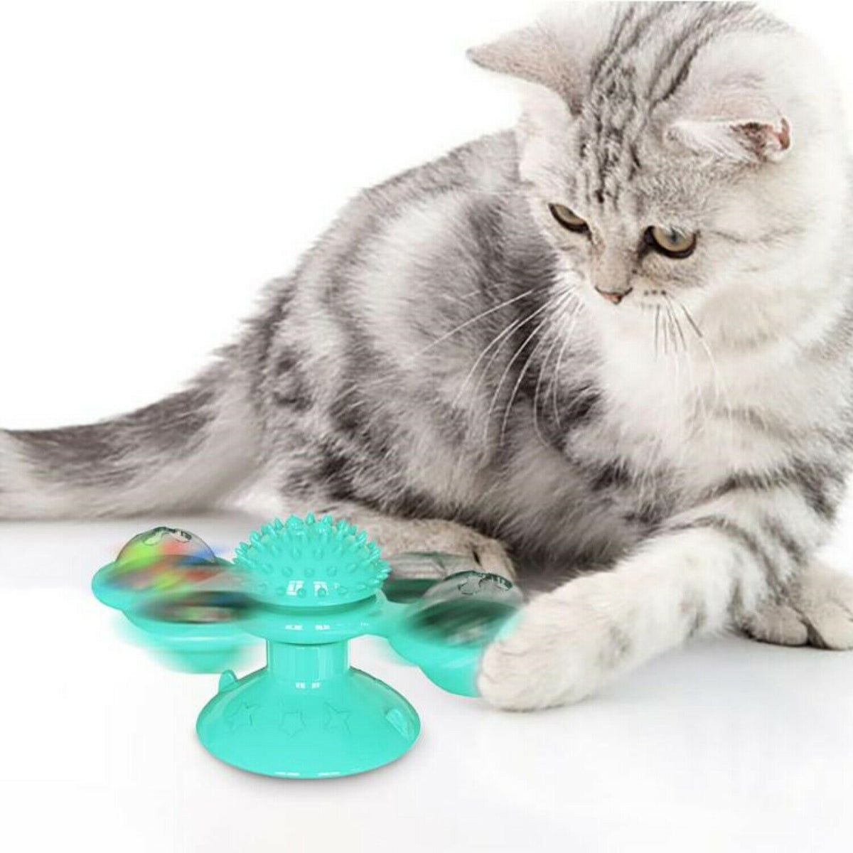 Suction Cup Windmill Spinner & Catnip Toy for Cats