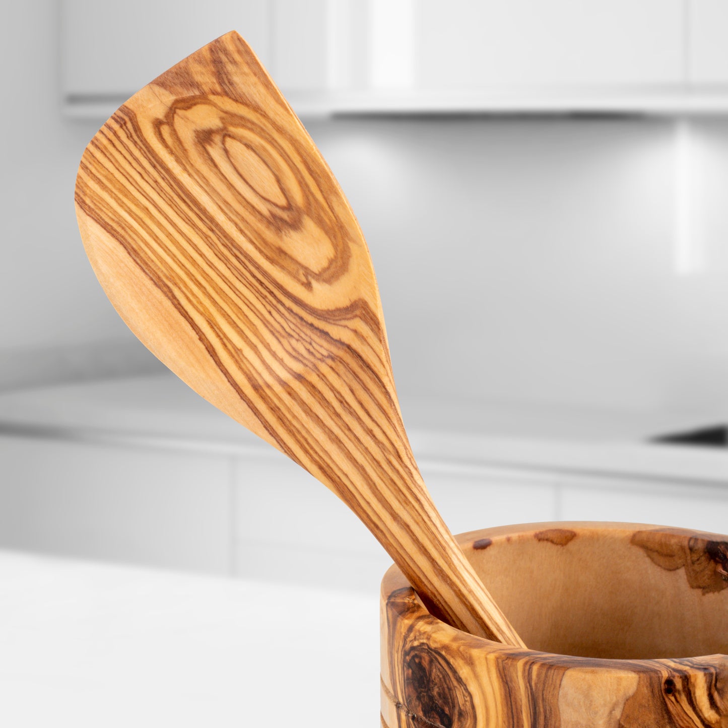 5-Piece Handmade Olive Wood Kitchen Utensil Set with Holder – Durable & Elegant