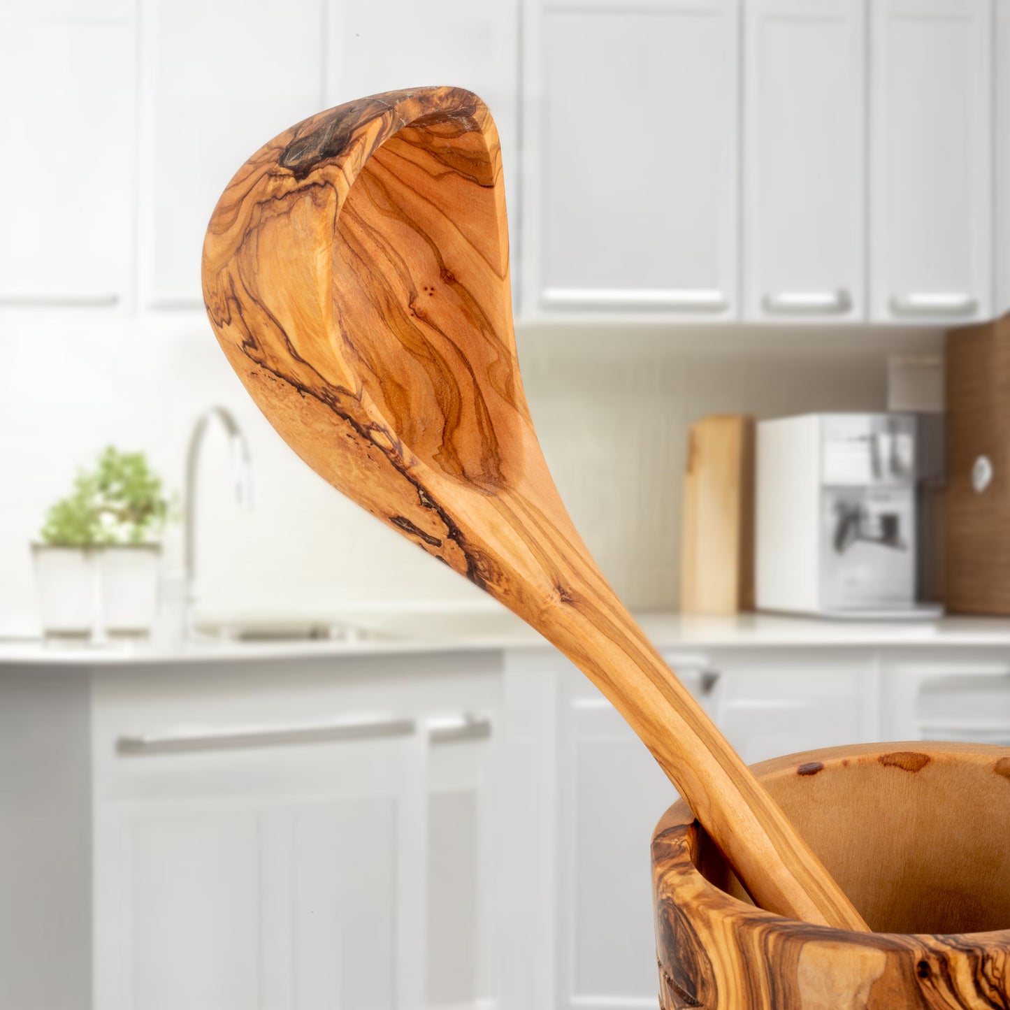 5-Piece Handmade Olive Wood Kitchen Utensil Set with Holder – Durable & Elegant