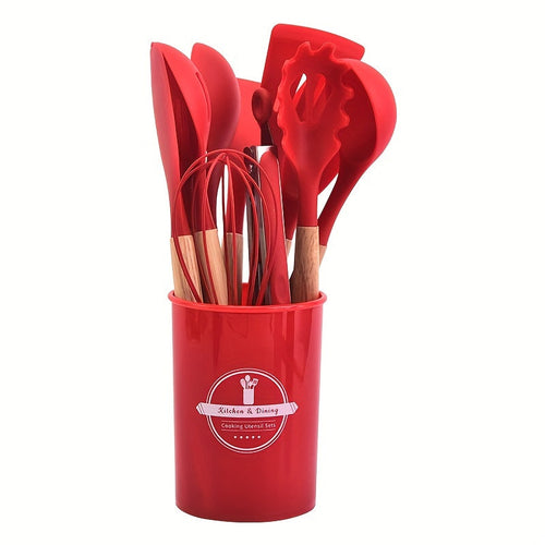 12-Piece Grey Silicone Kitchen Utensil Set – Non-Stick & Heat-Resistant