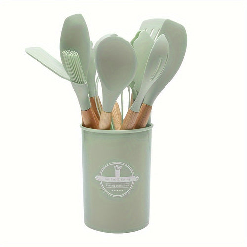 12-Piece Grey Silicone Kitchen Utensil Set – Non-Stick & Heat-Resistant