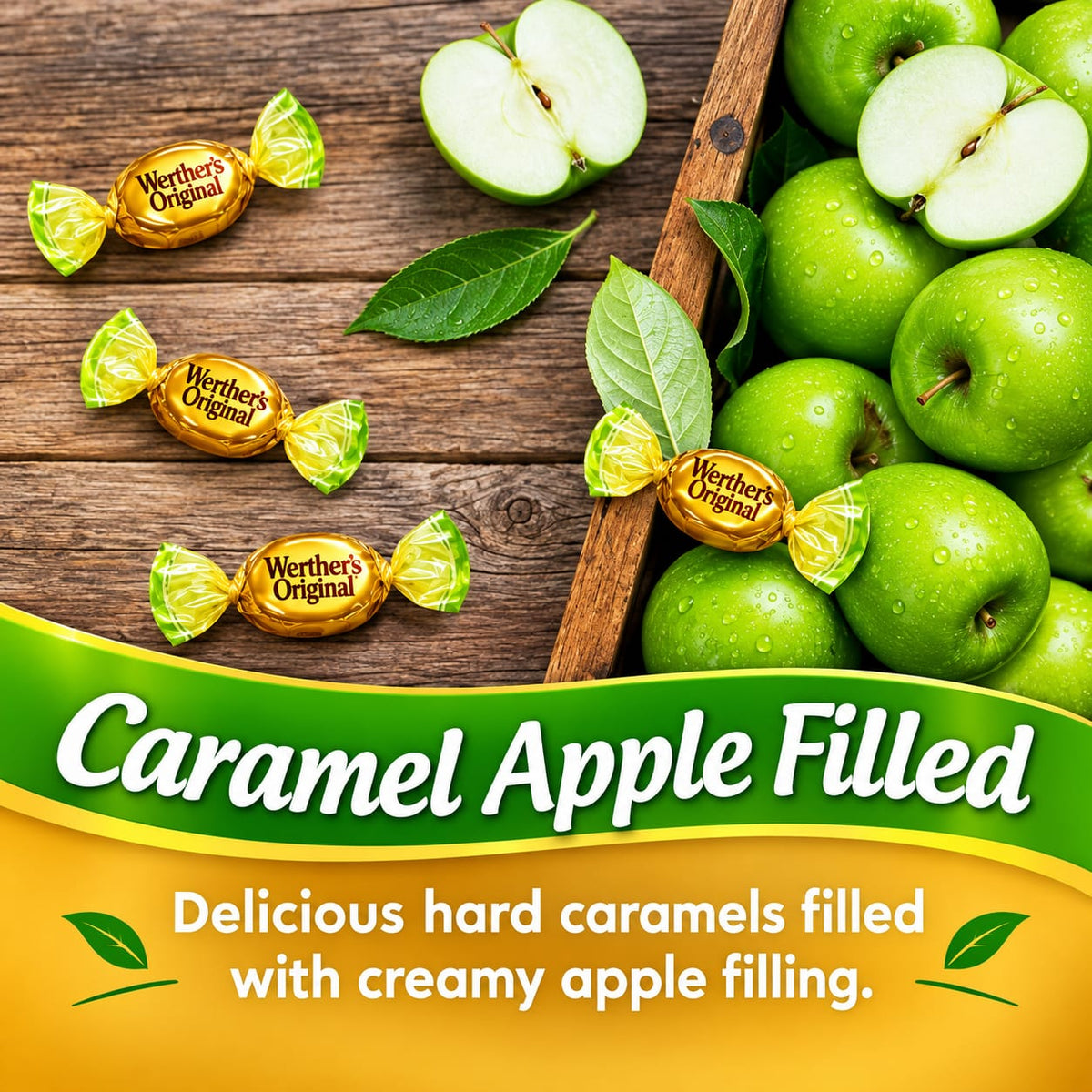 (4 pack) Werther's Original Hard Apple Filled Caramel Candy, 5.5 oz