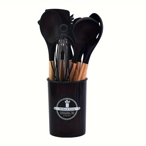 12-Piece Grey Silicone Kitchen Utensil Set – Non-Stick & Heat-Resistant