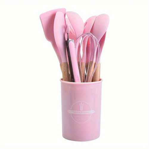 12-Piece Grey Silicone Kitchen Utensil Set – Non-Stick & Heat-Resistant